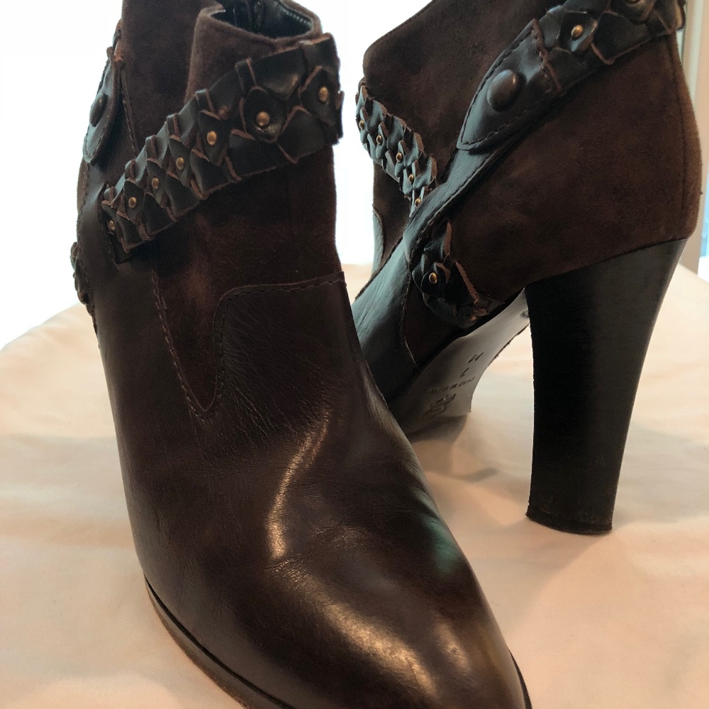 Italian Brown Leather Booties